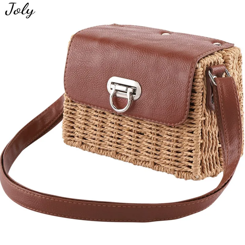 

Summer Beach Straw Bag for Women Small Straw Crossbody Shoulder Handbag Handwoven Rattan Clutch Purse Quality