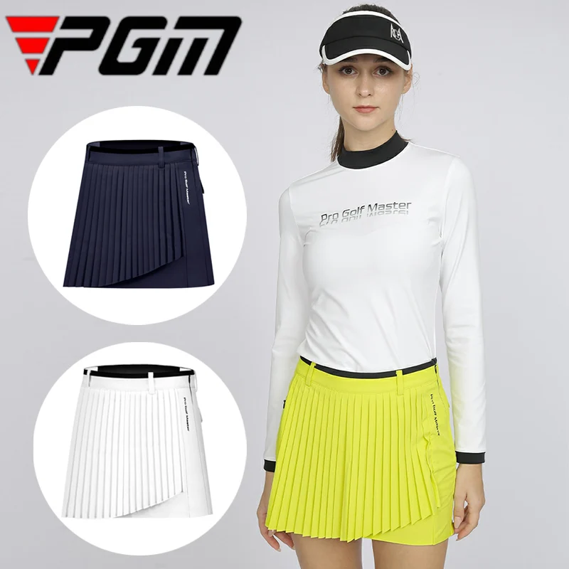 

Женские быстросохнущие короткие юбки для гольфа PGM, женские эластичные Асимметричные плиссированные юбки-шорты с высокой талией и шортами внутри, мягкая одежда