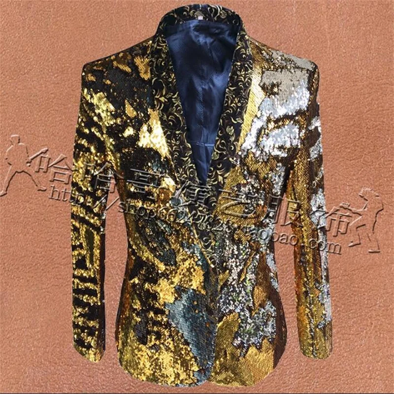 

Flaps discoloration sequins clothes men suits designs stage costumes for singers jacket men blazer dance star style dress punk