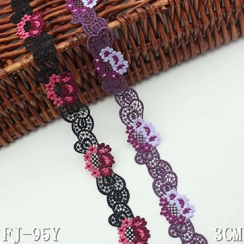 

15Yards 3cm Width Gradient Black Purple Venise Diy Venice Lace Clothing Accessories Of Various Kinds of Clothing Garment,Bra.
