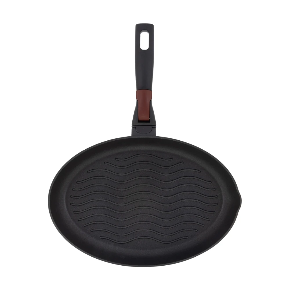 Сковорода-гриль для рыбы с антипригарным покрытием съёмной ручкой без крышки 34x23