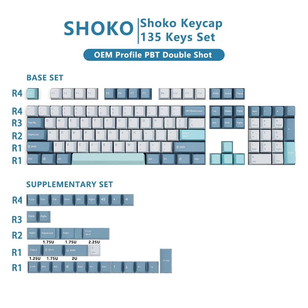 

HONSIGOGO Shoko Keycaps Double Shot PBT Keycap OEM Profile Key Caps for Mechanical Keyboard Custom 135 Keys Layout
