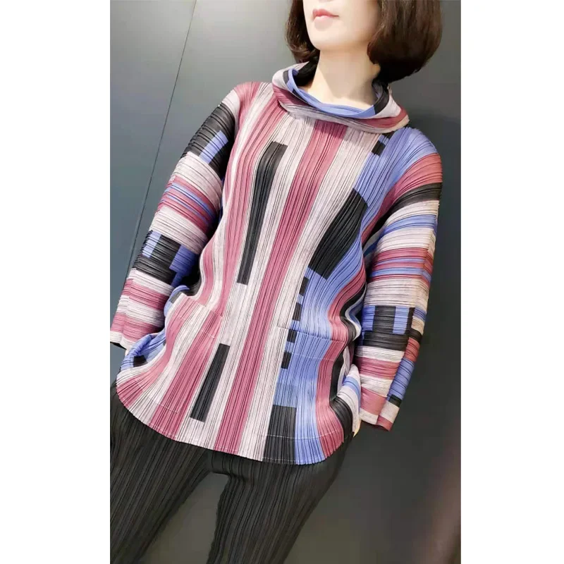 ГОРЯЧАЯ ПРОДАЖА Miyake Fold Light через чип-тип марлевый плащ летняя полосатая свободная