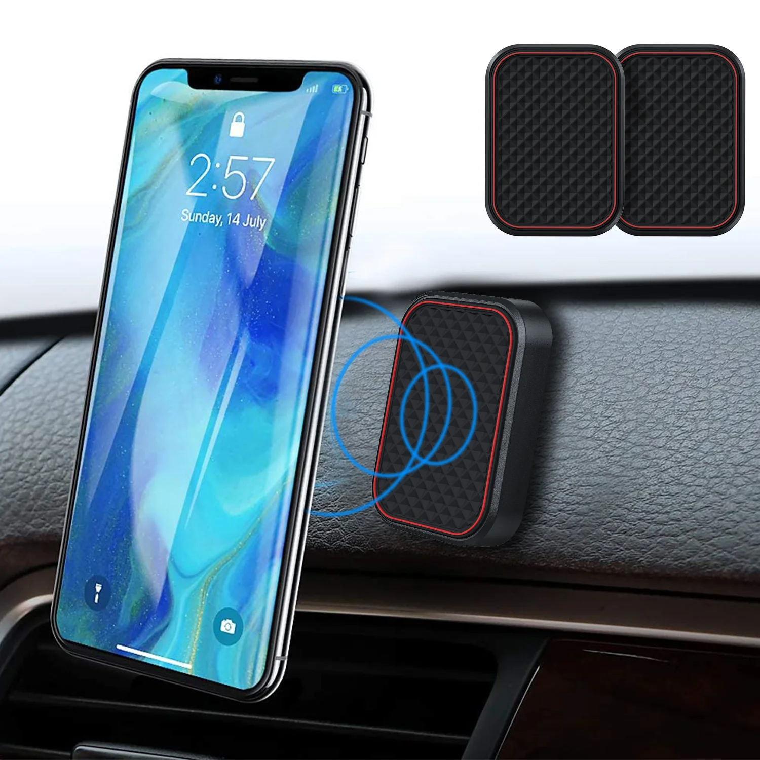 

2Packs Flat Cell Phone Holder for Car Dash, Wall, Windshield. Stick on Universal Kit Compatible with GPS, Tablets, Smartphones