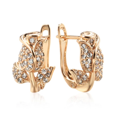 Серьги Kinel Hot 585 розовое золото с кристаллами