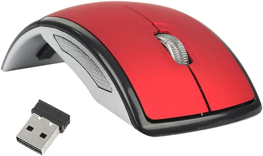 

Wireless gamer mouse Arc Wireless Mouse 2 4G Folding Travel Mouse with USB Receiver for Laptop Desktop Computer (Red)