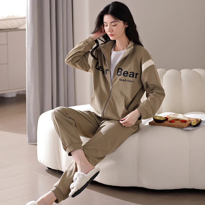 Новейший женский пижамный комплект из 100% хлопка одежда для сна с отложным