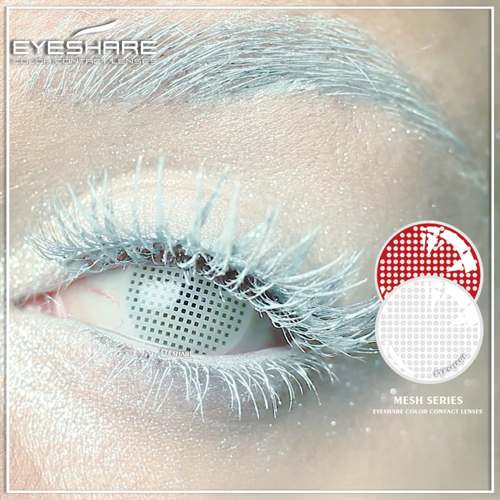 eyeshare eye lenses 1pair white mesh cosplay contact lenses for eyes colored contact lens white red crazy lenses for halloween free global shipping