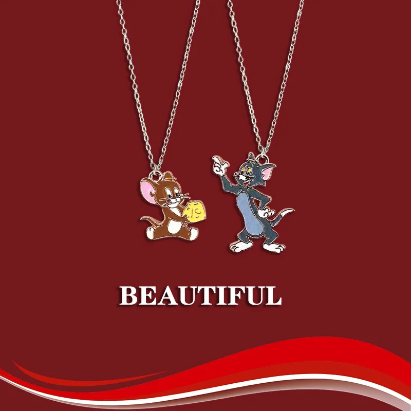 Ожерелье с подвеской Кот и мышь 1 пара |