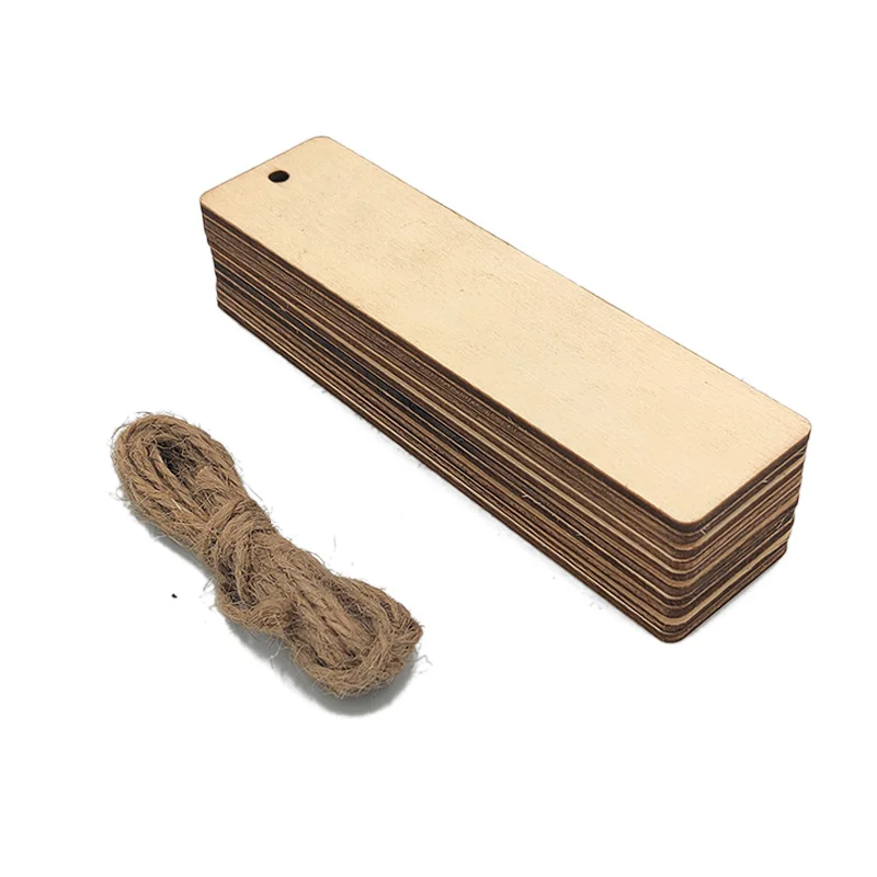 

5pcs Blank Wooden Gift Tags Labels, Rectangle Wood Crafts DIY Blank Hanging Gift Tags Ornaments with Ropes, Blank Wood Bookmarks