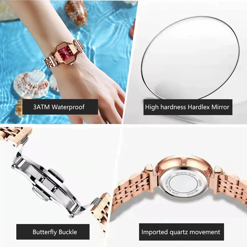 POEDAGAR 2023 Fashion Ladies Luxury Irregular Dial Exquisite Atmosphere Quartz Watch Stainless Steel Strap Waterproof Watches
