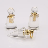 3pcs clear quartzs natural stone perfume bottle pendant ornament diffuser for jewelry making diy necklace accessories charm gift