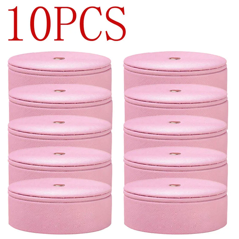 10PCS 10*10*4 cm Packaging Pink Leather Round Box Bracelet Jewelry Display Gift Box For Women Europe Diy Bracelet Box Storage