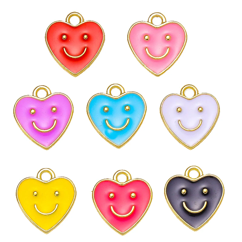 

20pcs 12*13mm Colorful Love Smiley Enamel Charms For Jewelry Making Necklace Bracelet Women's Pendants Earrings DIY Accessories