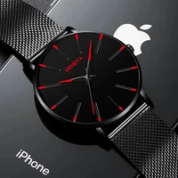 2022 the new mens watches stylish minimalist stainless steel mesh belt quartz clock hot classic casual male watche reloj hombre