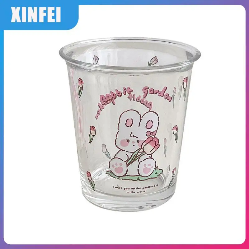 

Cute Milk Cup Cold Brew Cartoon Coffee Cup Bunny Ins Style Cold Drink Cup Breakfast Glass Cold Drink Water Cup Tulip