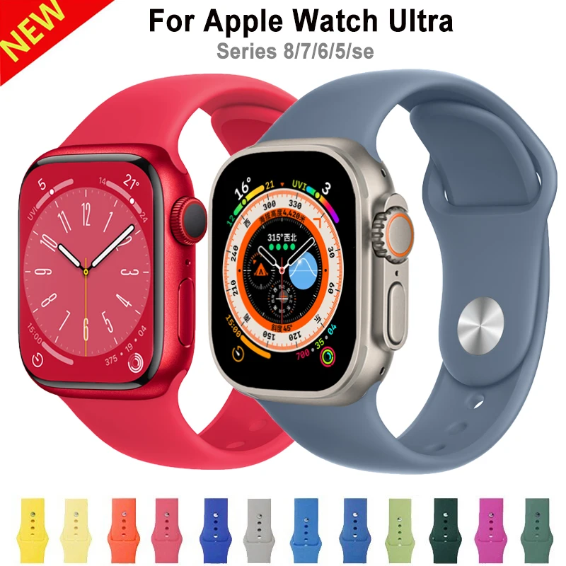 Silicone Strap For Apple Watch Band 44mm 40mm 45mm 41mm 49mm 42mm 38mm 44 45 mm bracelet iwatch series 7 se 3 4 5 6 8 Ultra band