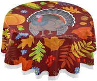 thanksgiving turkey 60 inch round tablecloth colorful autumn leaves circular polyester table cloths cover lace tablecloth decor