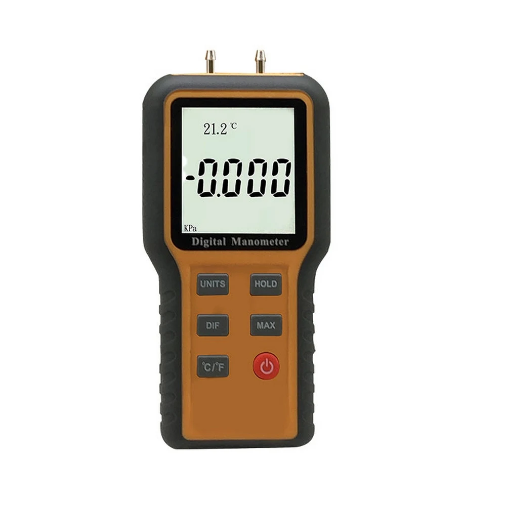 Manometer Digital Differential Pressure Gauge HVAC Gas Pressure Meter Handheld LCD Display Manometer 12 Units Measure Meter