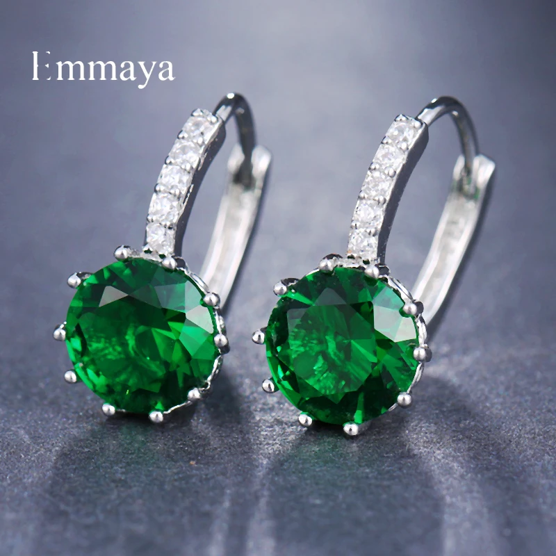 Серьги Emmaya в классическом стиле с круглым фианитом женские, разноцветные блестящие ювелирные украшения для вечерние, хороший подарок