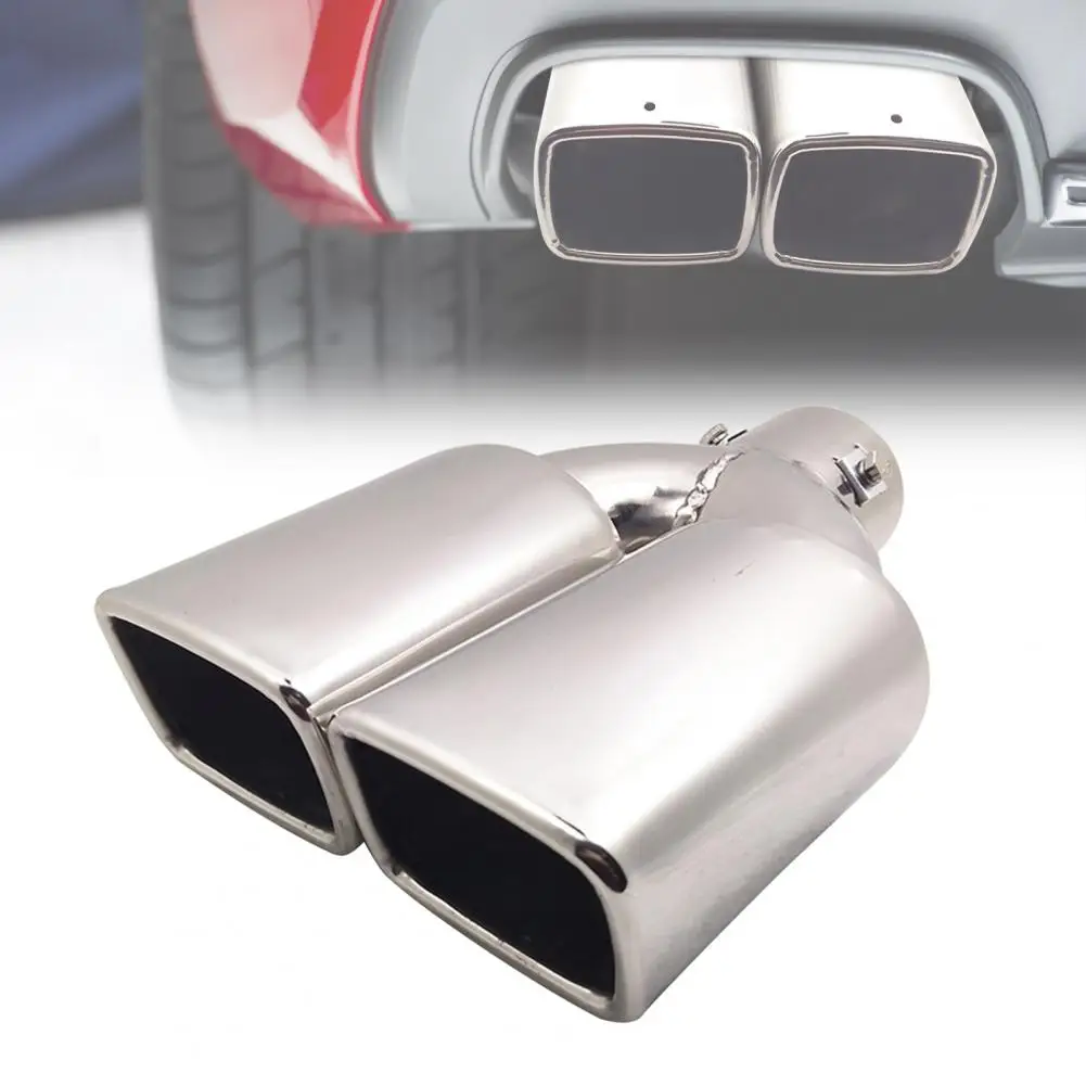 

Stylish Lightweight Fit Well Durable Dual Outlet Square Mouth Tail Throat Exhaust Muffler Simple Installation