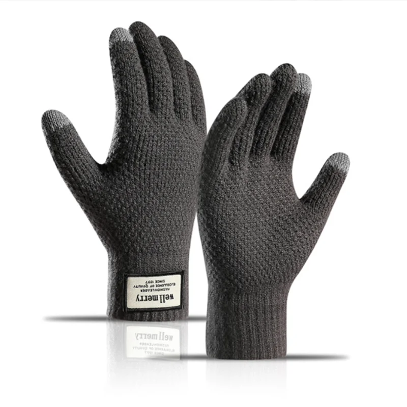 

1 Pairs of winter gloves Women's Unisex all-finger knit gloves touch screen thickening winter warm jacquard weave gloves