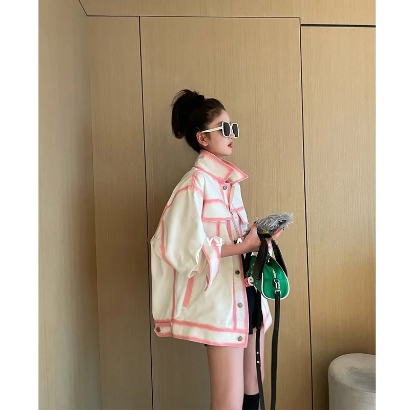 Куртка Xiaojingjia женская джинсовая точно такой же французский силуэт с красной