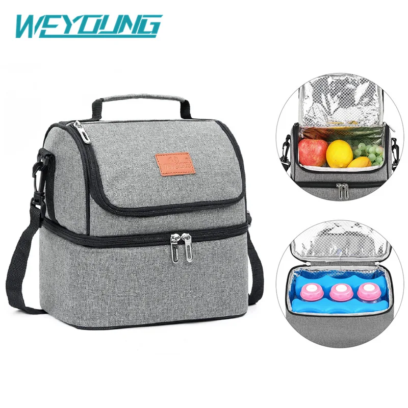 

Multifunction Double-Deck Cooler Lunch Box Portable Insulated Food Oxford Fabric Lunch Bag for Work Travel Picnic Bags Tote Bag