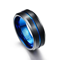 2022 new merchant european and american fashion tungsten steel ring sand surface electroplating black blue men