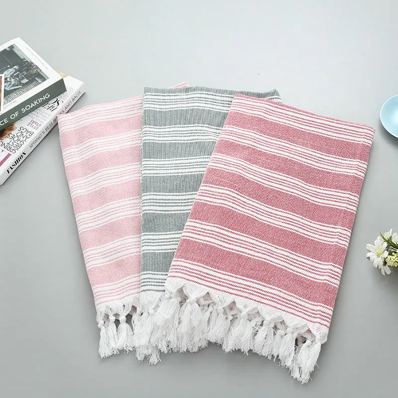 

Turkish Bath Beach Towel with Tassels Striped Extra Large Bath Sheet Travel Gym Camping Shawl Blanket Picnic Towels