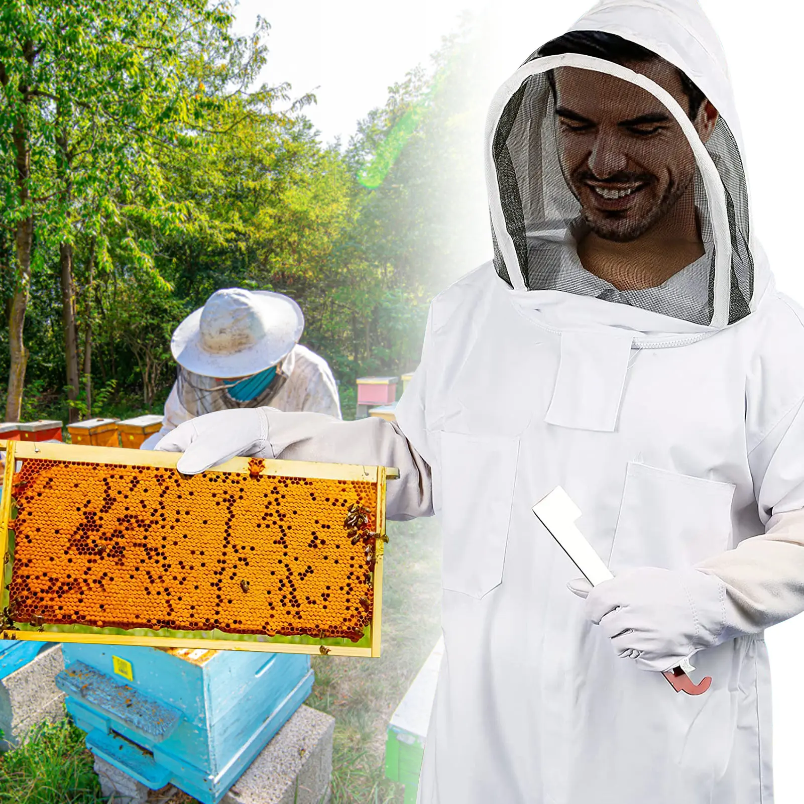 

Full Protection Beekeeping Suit Professional Beekeeper Clothing Breathable Beekeeping Suit With Hood Easy To Wear Apiculture
