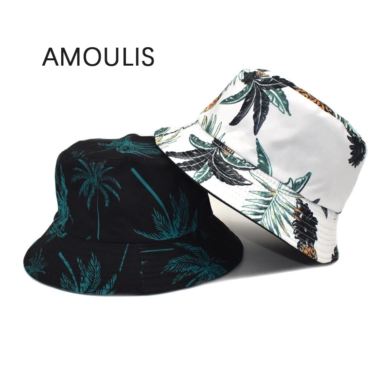 

AMOULIS Buket Hat for Women and Men Print Sun Protection Fisherman's Hat Fashion Casual Sun Hat Ladies Summer Caps Gorras Unisex