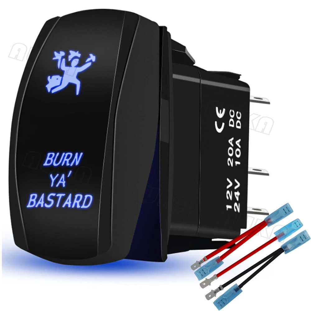 BURN YA BASTARD Кулисный переключатель Вкл.-Выкл. 12 В/24 В 5-контактный лазерный тумблер SPST