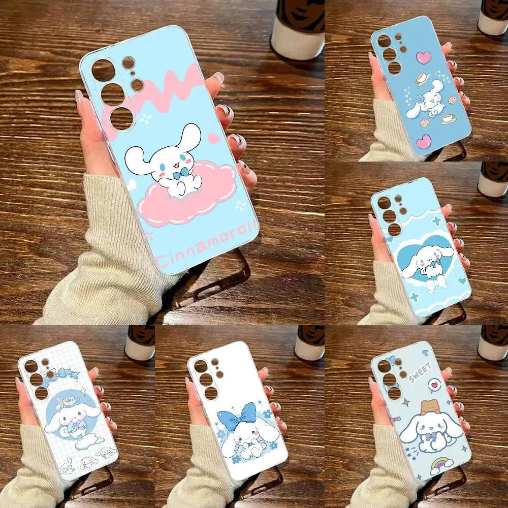 Фото Прозрачный жесткий чехол для телефона с милым мультяшным рисунком Y-Cinnamoroll-s для Samsung S26,25,24,23,22,30,21,10,9,Ultra,Plus,Lite, прозрачный чехол SS №1