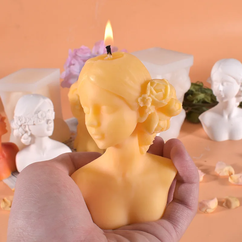 

Retro Girly Candle Mold Plaster Portrait Silicone Mould for Aromatherapy Handmade Candle Making Decorative Candle Form