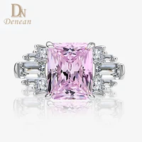 Denean 925 Sterling Silver 8*10mm Rectangle High Carbon Diamond Rings Yellow Pink Diamonds Wedding Ring for Women Free Shipping