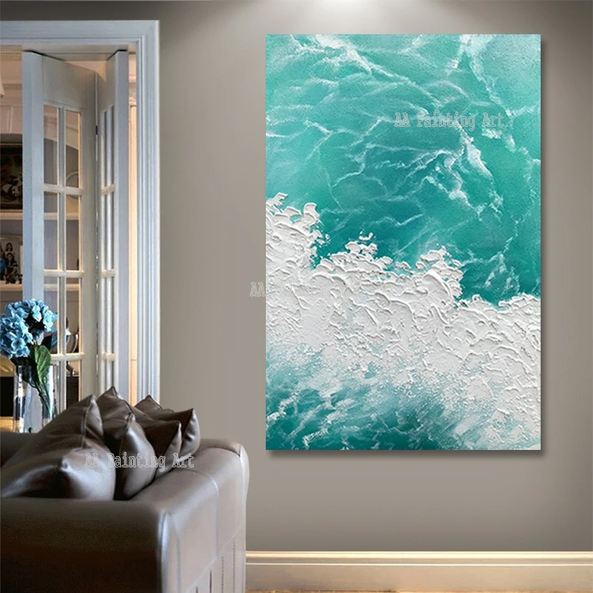 

Sea Wave Canvas Picture Hand Painted Oil Painting Textured 3D Art Modern Wall Decor Art Unframed Wall Abstract Canvas Paintings