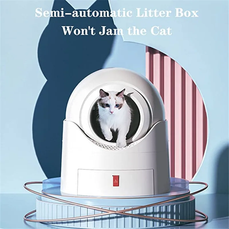 

Cat Litter Box Semi-Enclosed Cat Litter Box Spin The Drum to Start Cleaning All Removable for Cleaning Suitable for All Cats