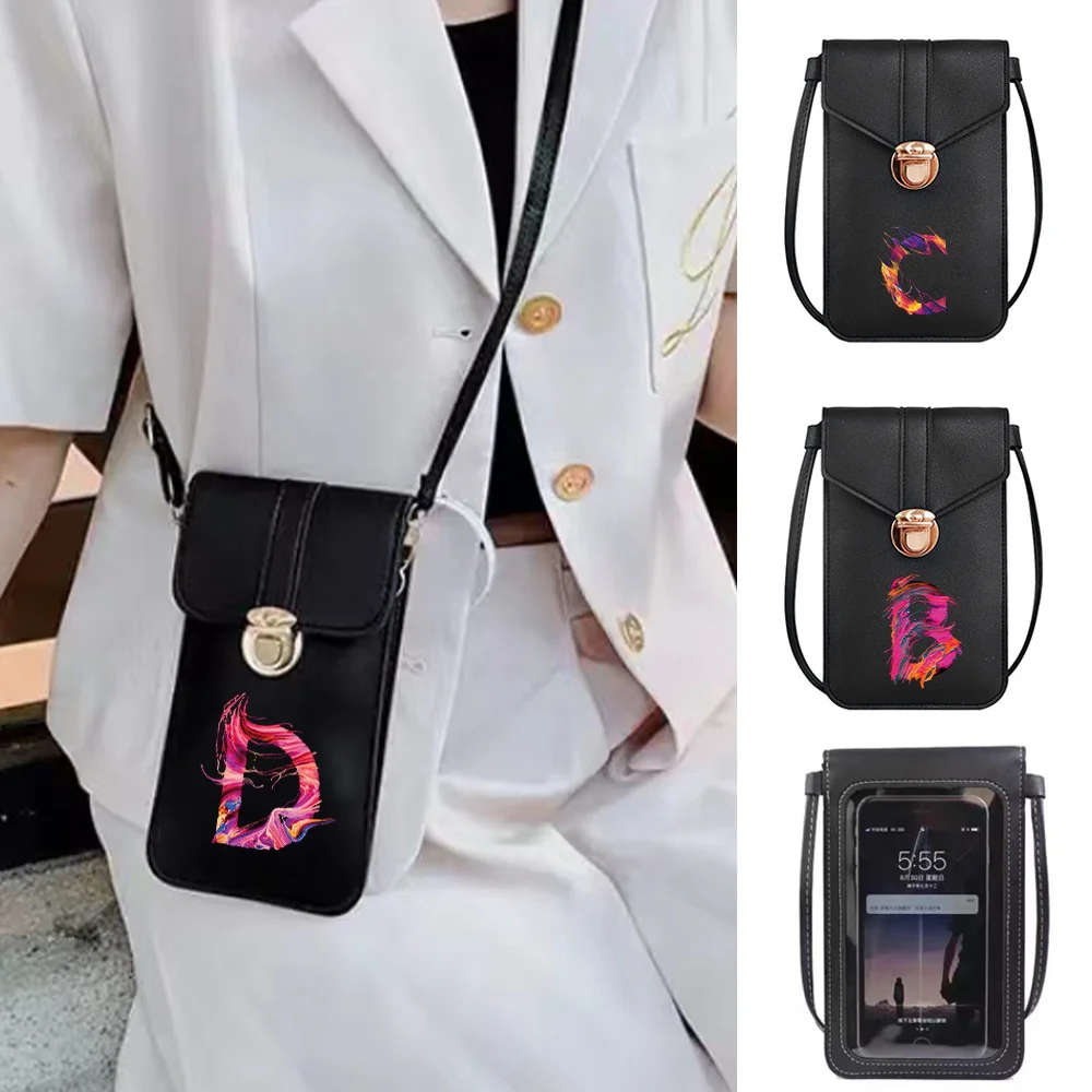 

Women Wallet Shoulder Bag Touch Screen Mobile Phone Bag Crossbody Card Holders Purse Messenger Pouch Luxury Design Paint Pattern