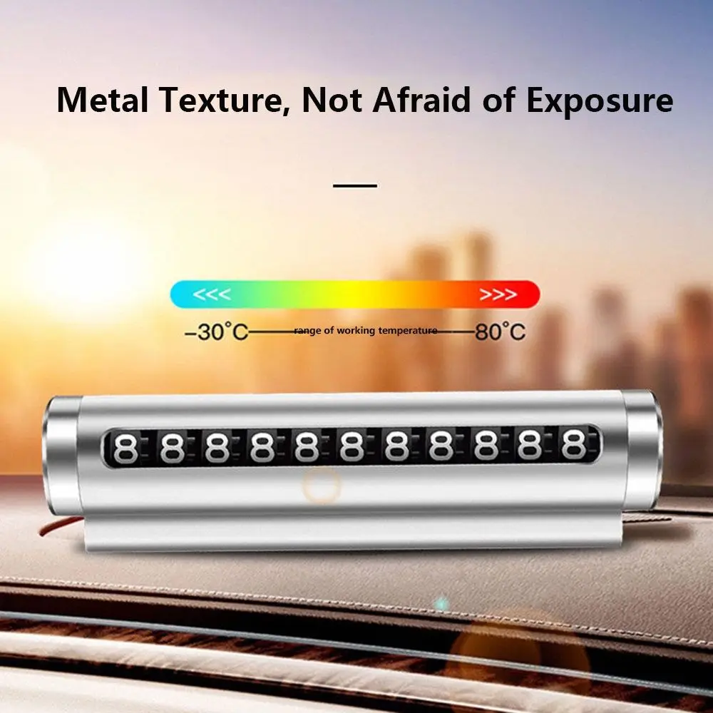 

Universal Aluminum Alloy Phone Number Plate Car Parking Card Move License Plate Temporary Parking Card Auto Accessories