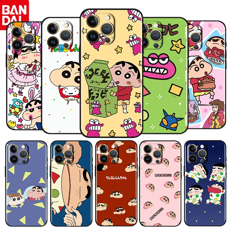 

Shin-chan Cartoon Crayon For Apple iPhone 13 12 11 Pro Max Mini XS Max X XR 6 7 8 Plus 5S SE2020 Soft Silicone Black Phone Case