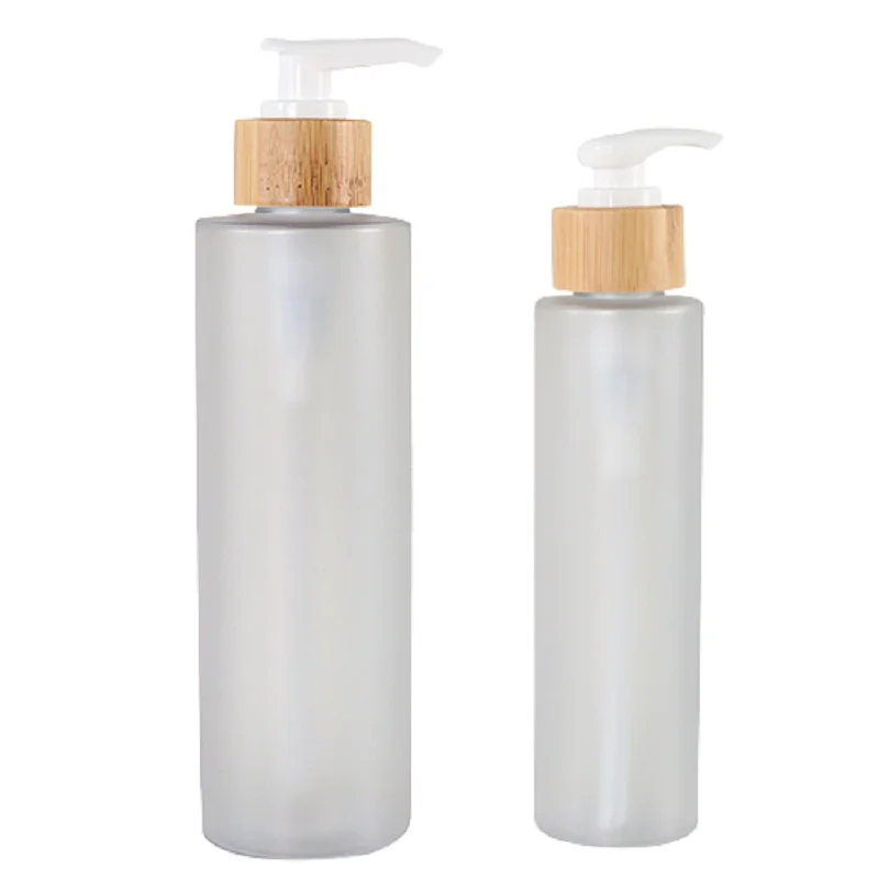 

Packing Empty Plastic Frsoted Bottle Wood Collar Lotion Press Pump Portable Container 100ml 120ml 150ml 200ml 250ml 300ml 15Pcs