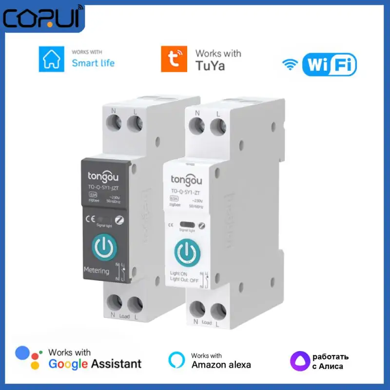 

Умный автоматический выключатель CORUI Tuya ZigBee, 1P 63a, переключатель на DIN-рейке с измерением для Smart Life, Alexa, Google Home, Alice, управление через приложение