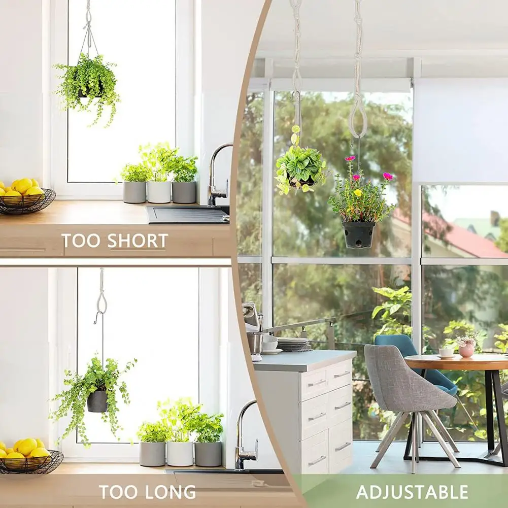 

4Pcs Wear-resistant Reusable Strong Bearing Capacity Plant Hanging Basket Extender Rope Plant Hanger Extender for Yard