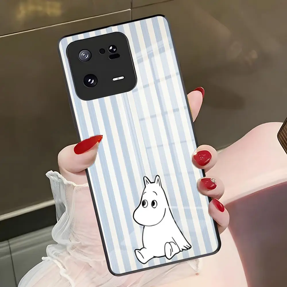 Фото Милый чехол для телефона с Муми-троллями для Xiaomi 15u 14 12 Pro 13 Lite 11t Redmi Note 15pro 14 13 12 11s, стеклянная накладка №4