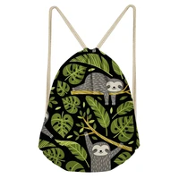 multicolored sloth leaf print drawstring bag high quality%c2%a0teenager%c2%a0student backpack travel%c2%a0multifunction kids outdoor rucksack