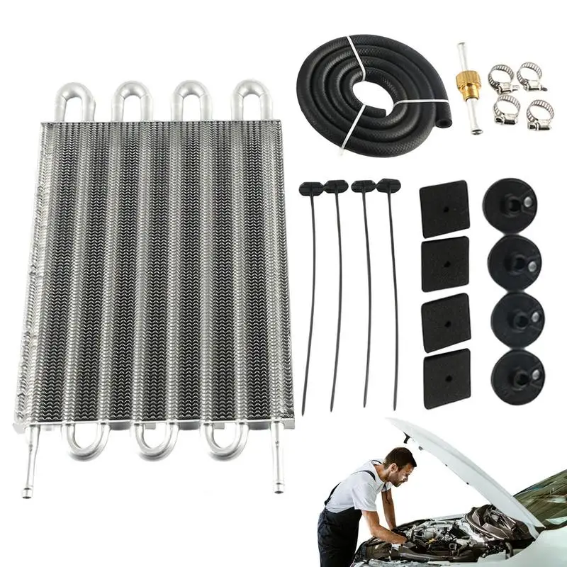 

4/6/8 Row Oil Cooler Kit Radiator Car Transmission Cooler Aluminum Alloy Transmission Oil Cooler Radiator Converter