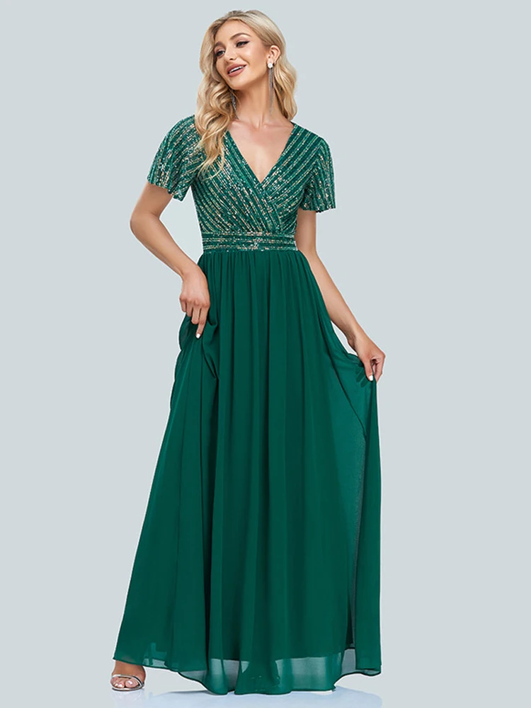 

Женское платье с V-образным вырезом, роскошное Брендовое вечернее платье большого размера, длинная юбка для свадьбы, подружки невесты