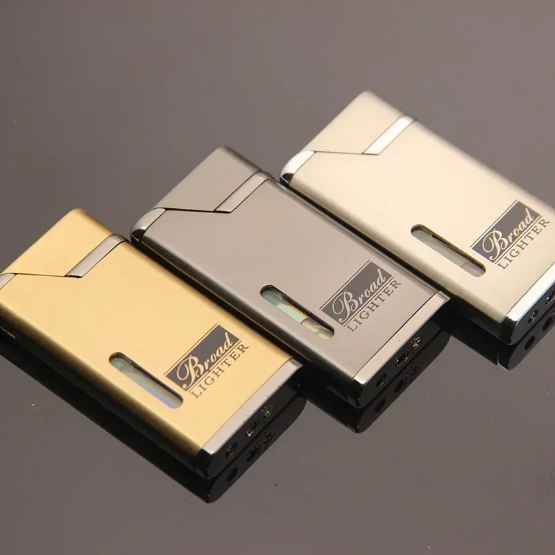 Новая ультратонкая турбо-бутановая металлическая зажигалка с красным пламенем