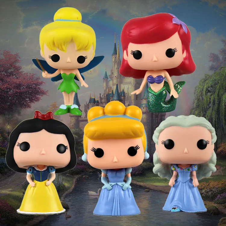 

Cartoon Princess Elsa Anna Snow White Cinderella Bell Ariel Vinyl Figure Model Toys